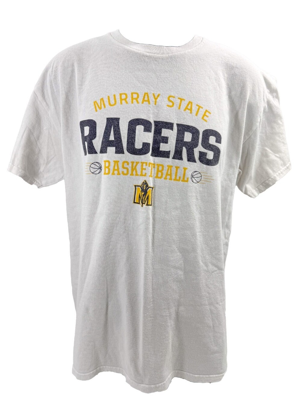 Vintage Murray State Racers Basketball T-Shirt Large Gildan Heavy Cotton White